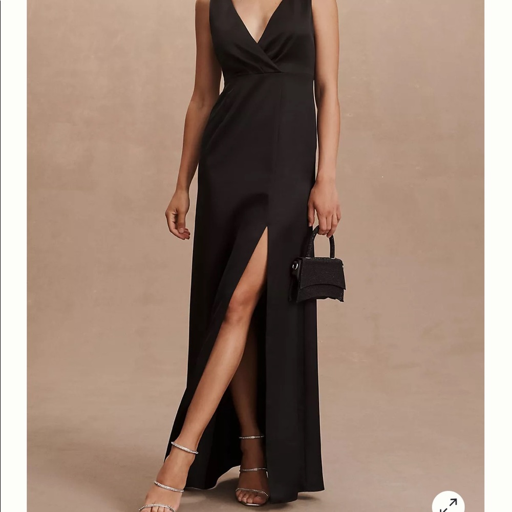 Anthropologie Black Satin Dress
